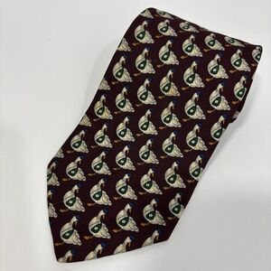 BROOKS BROTHERS Makers Silk Tie Burgundy Duck Baseball Glove Hat 61"